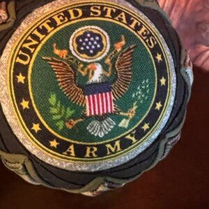 Handmade U.S. Army emblem Christmas Ornament  & Ribbon Design quilted military